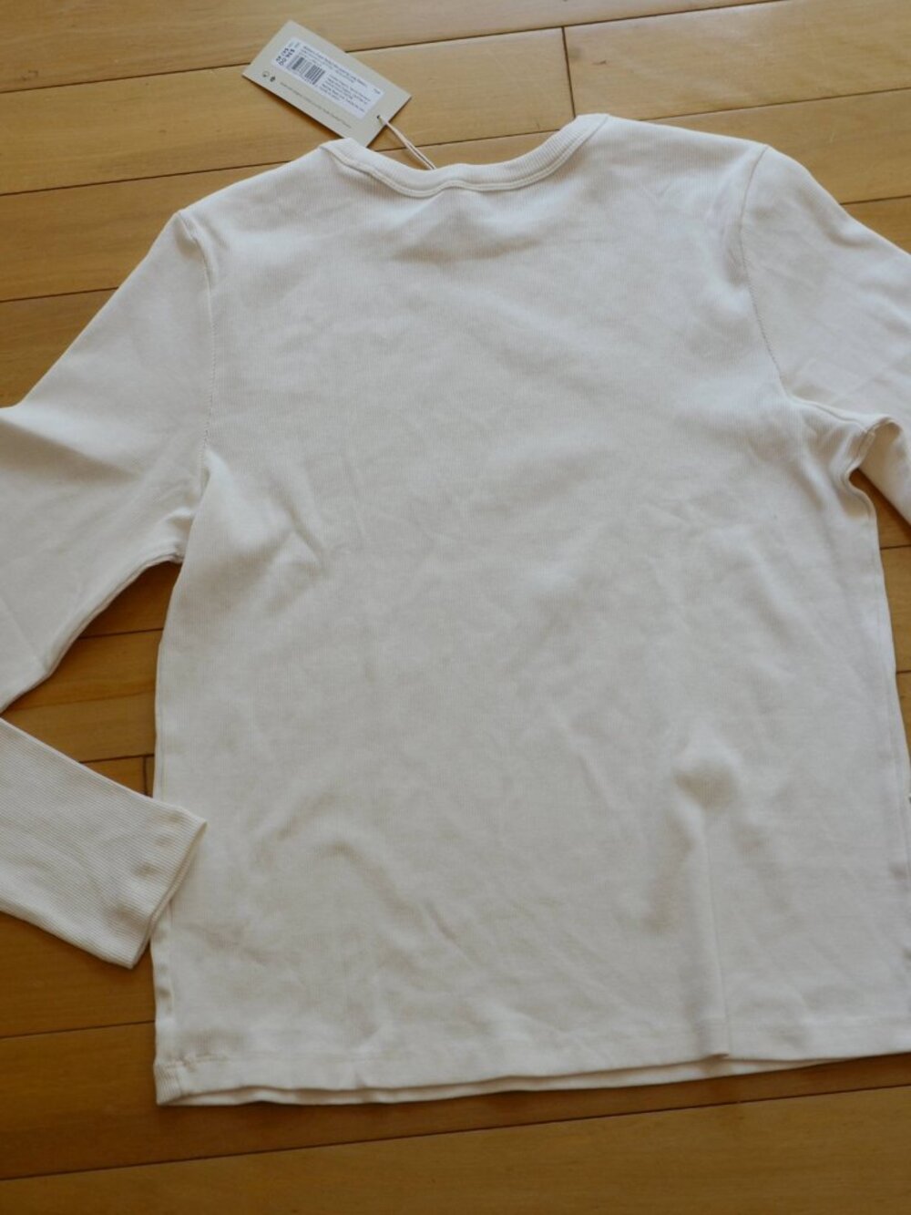 Pact Women's Cream Perfect Rib layering Long Sleeve Top Size L NWT - Picture 6 of 6